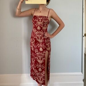 Urban Outfitters silk med length red dress